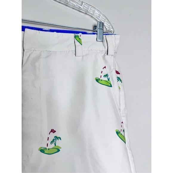 ENGLISH LAUNDRY Tropical Golf Print Bermuda Shorts In Tan Size 34 - Picture 3 of 6